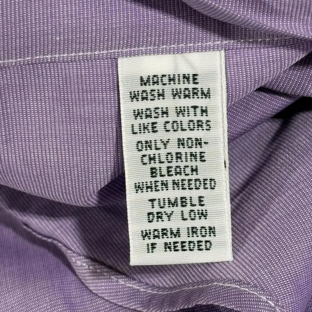 Polo Ralph Lauren Shirt Mens 16 34/35 Purple Solid Long Sleeve Dress Button Up